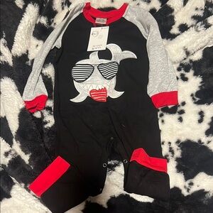 Kids Shark Graphic One Piece - Black and Red